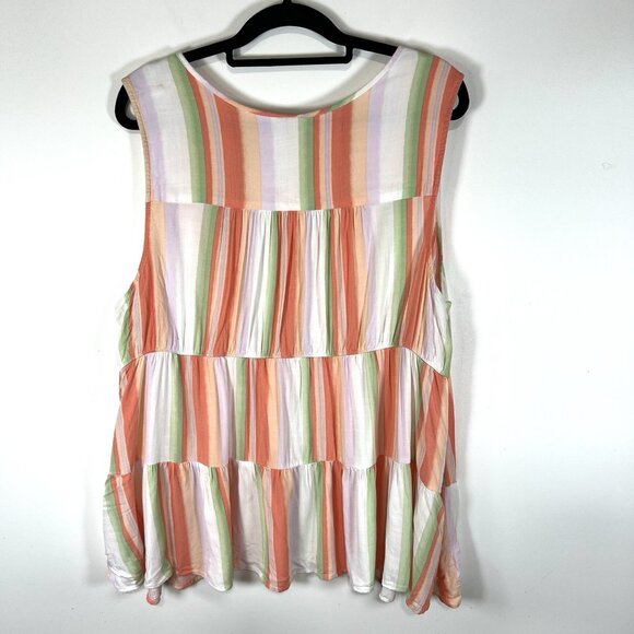 TORRID Women's Rayon‎ Blend Striped Tiered Tunic Size 2X Colorful Beach Boho - Picture 7 of 9